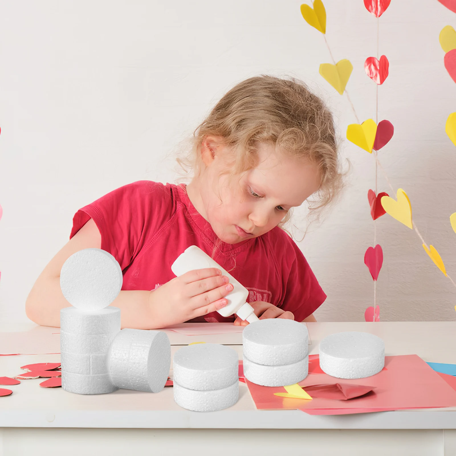 18pcs Cylinder Craft Foam Lightweight Safe Decorations Polystyrene Rounds Discs Round Craft Foam Fake Cake Rounds Wedding