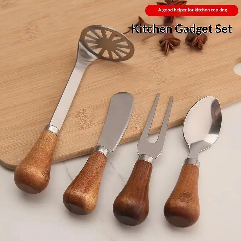 Stainless Steel Cheese Tool With Comfortable Wooden Handle Rust Resistant For Home Kitchen Party