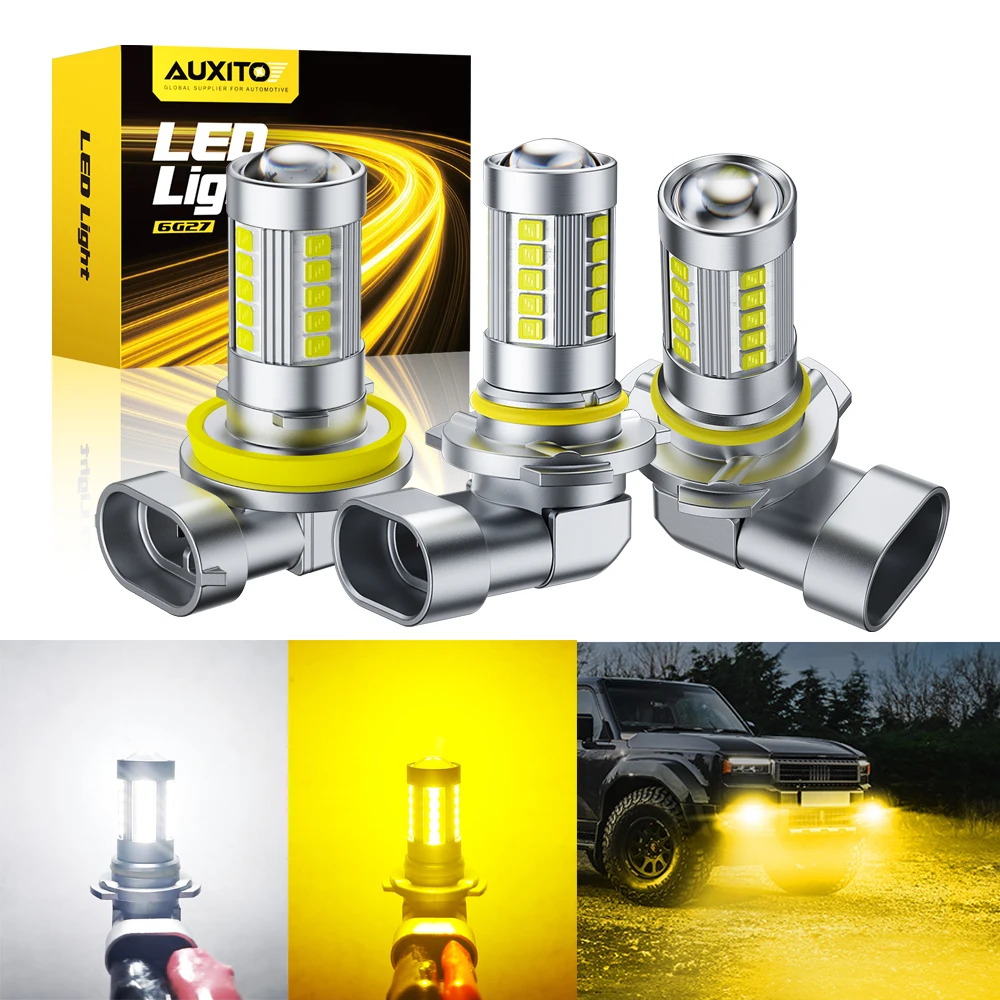 

AUXITO 2 шт. Прожектор H8 H11 Светодиодная лампа 9006 HB4 H10 Светодиодная противотуманная фара Комплект ламп для линз проектора Желтый Белый 1:1 Мини-размер Автомобильный свет 12 В