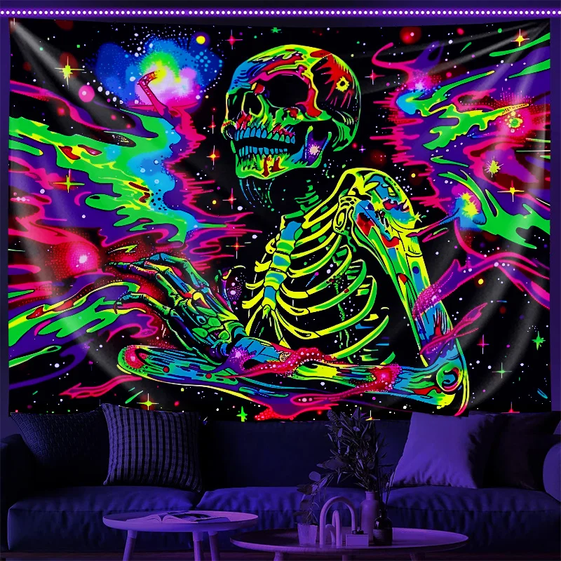 VIKAMA مخدر الجمجمة السماء المرصعة بالنجوم نسيج الألعاب غرفة نوم الموسيقى موضوع حفلة غرفة المعيشة ميزة جدار الشنق ديكور الغرفة #2