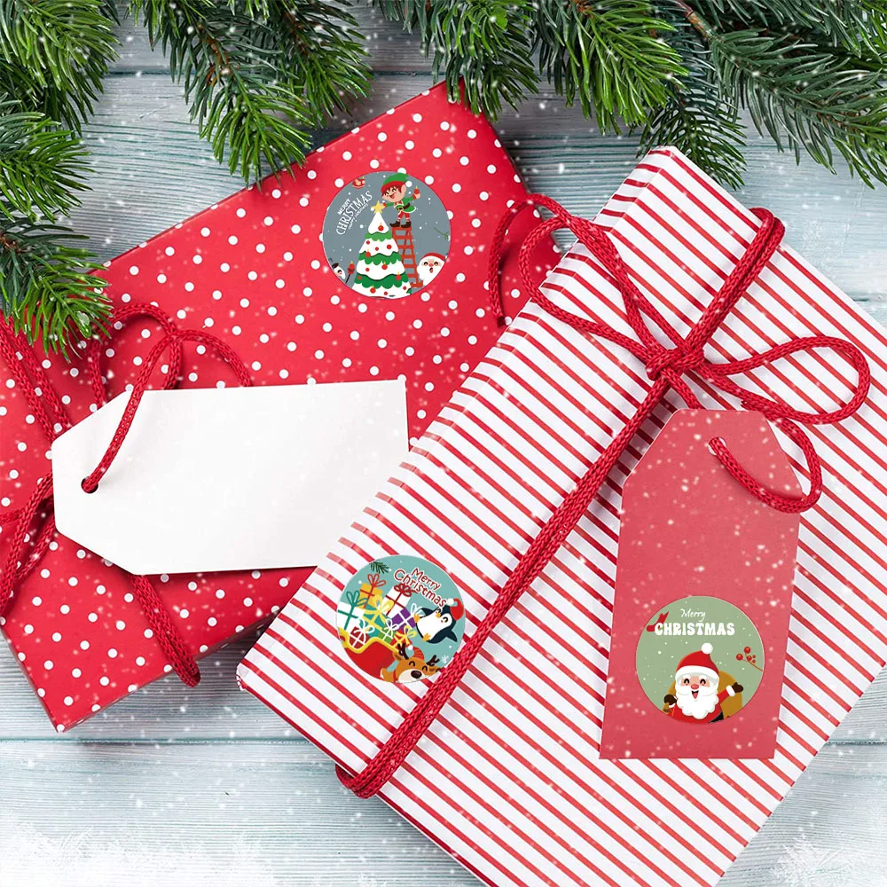 500 stücke Frohe Weihnachten Geschenk Dekorative Aufkleber 1 Zoll Runde Danke Etiketten Handgemachte Süßigkeiten Kekse Verpackung Weihnachten Aufkleber