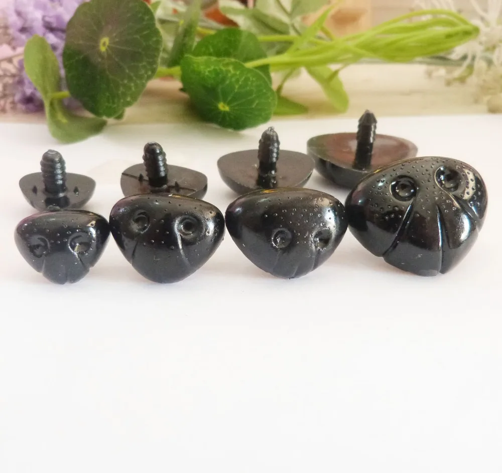 40pcs/lot 18x22mm/20x26mm/20x30mm/28x35mm black plastic safety toy point dog nose & hard washer for plush doll findings