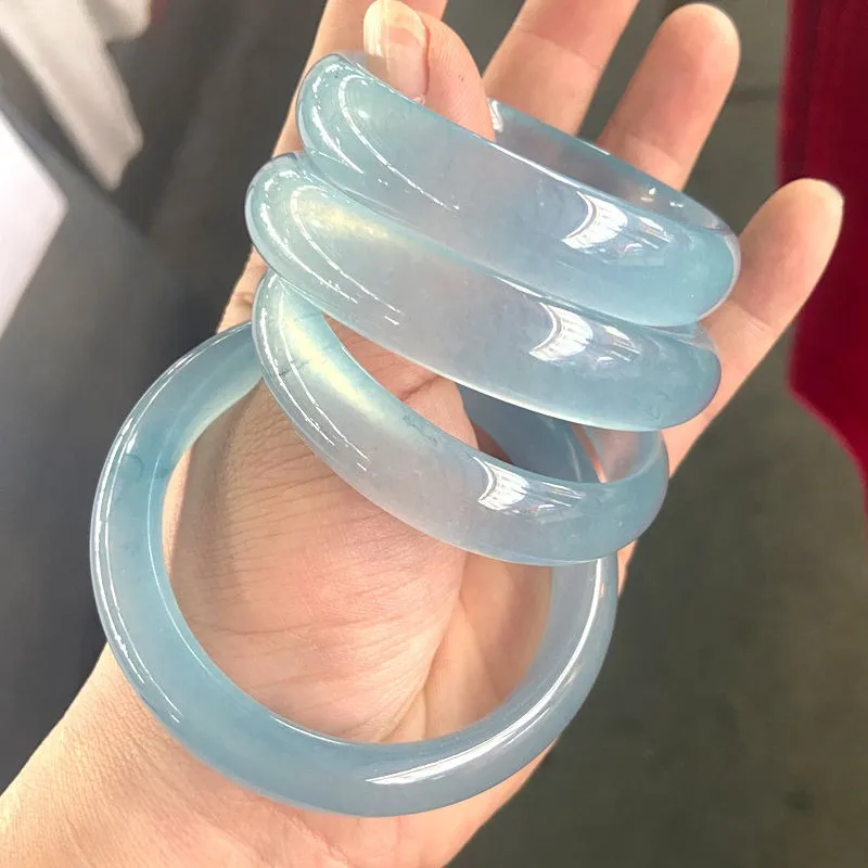 Natural Grade A Natural Icy blue jade Jadeite Jade Bangle Bracelet AAA