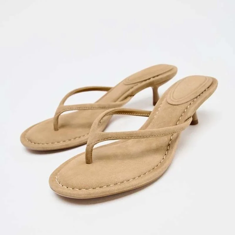 

Summer Round Toe Clip Toe Women Slippers Trend Casual Thin Heel Slides Fashion Women Shoes Dress Beach Sandals Vacation Sandalia