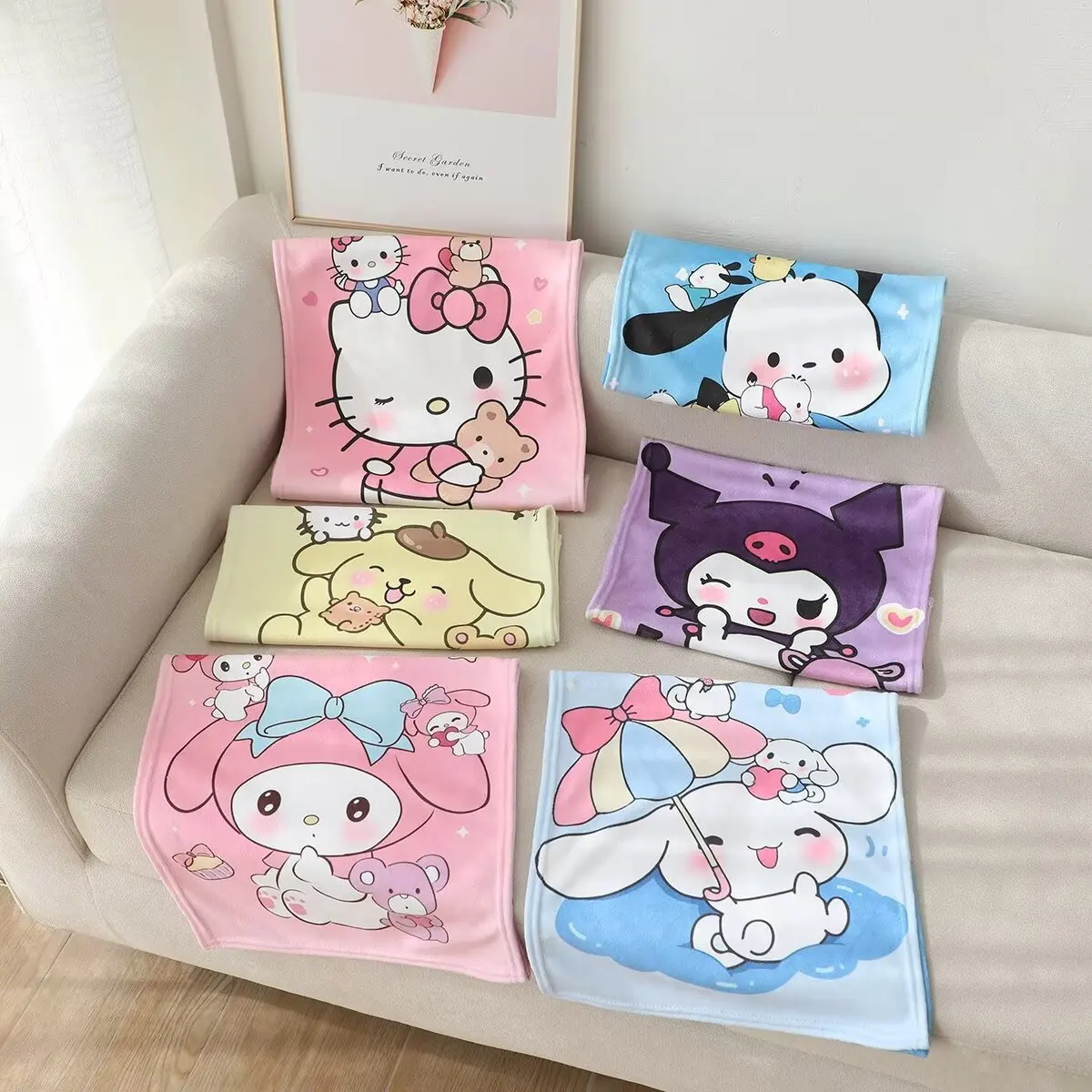 

Cute Sanrio Towel Anime Kawaii Cinnamoroll My Melody Home Soft Stuffed Plush Cartoon Quick Drying Face Wash Towels Toys Girls