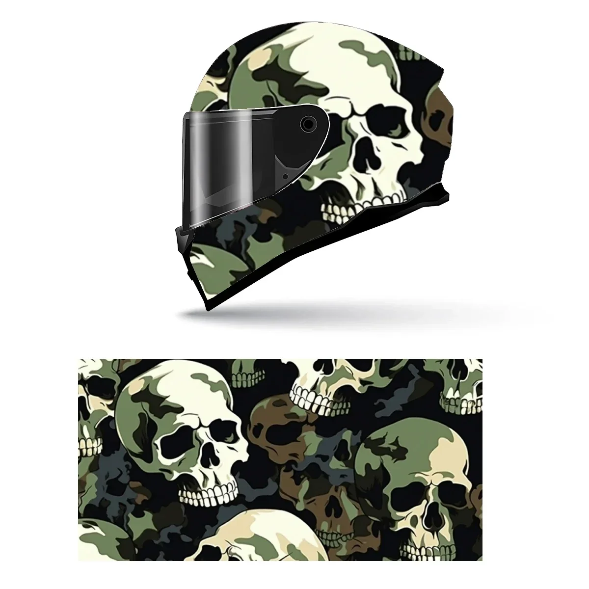 

Skulls on Camouflage Full Helmet Wrap Sticker Motorcycle Helmet Racing Graphic Decal Vinyl Wrap Helmet Decorative Sticker