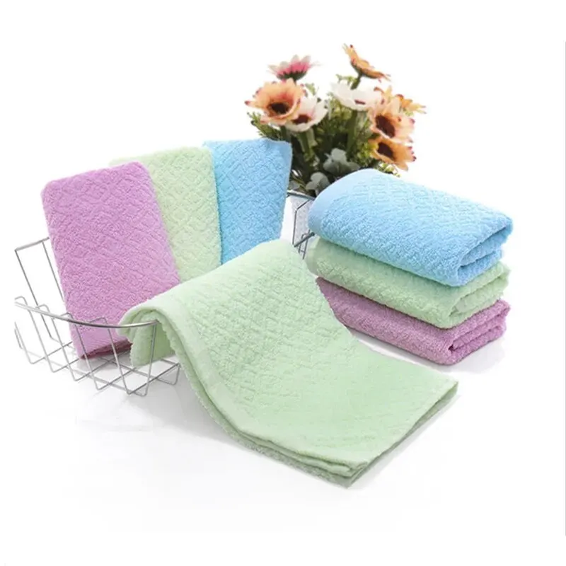 2pcs Cotton Towel Rhombus Plain Colour Towel Quick Absorbent Soft Quick Dry Face Towel Bathroom Hotel Travel Supply