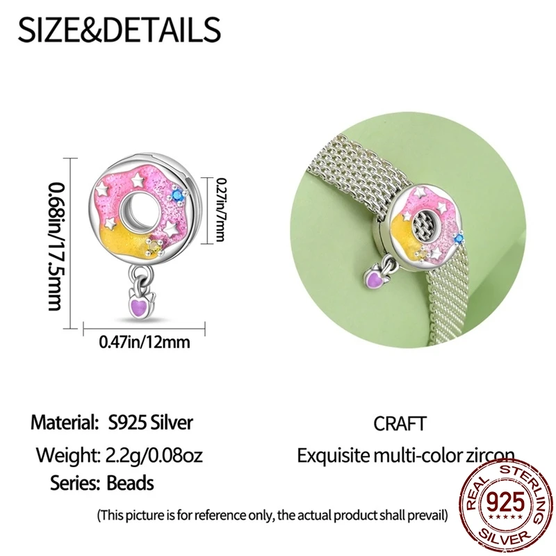 New Product S925 Sterling Silver Flat Beads Series-Dream Donuts Charms Fit Original Pandora Bracelet For Women Fine Jewelry Gift