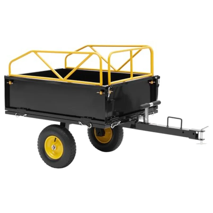 

Garden Utility Trailer 500Lbs 12 Cu.Ft ATV UTV Trailer Tow Behind Dump Cart with Removable Sides Rear Hitch Convenient Handle O