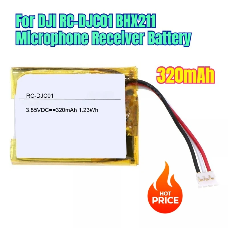 

320mAh for DJI RC-DJC01 BHX211 Microphone Receiver Battery
