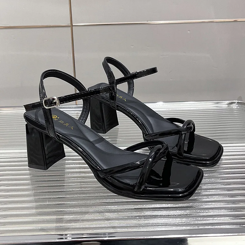 

French style shoes thick heel high-heeled shoes for women, summer 2025 new versatile one-piece buckle sandals