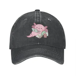 Cute Chilling Axolotl Baseball Caps Snapback Denim Hats Outdoor Adjustable Casquette Sports Baseball Cowboy Hat for Men Women