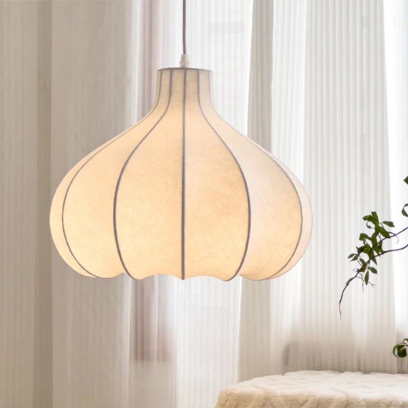 

Nordic Wabi Sabi Silk Silk Fabric Pendant Chandelier for Restaurant Dining Table Island Bedroom Decor House Suspension LED Lamp