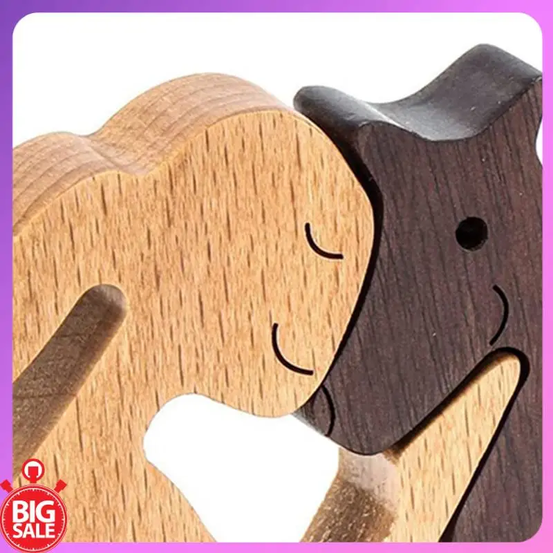 Big Deal Dog Family Wood Products Household Wood Carving Ornaments Miniature Desktop Decorative Crafts