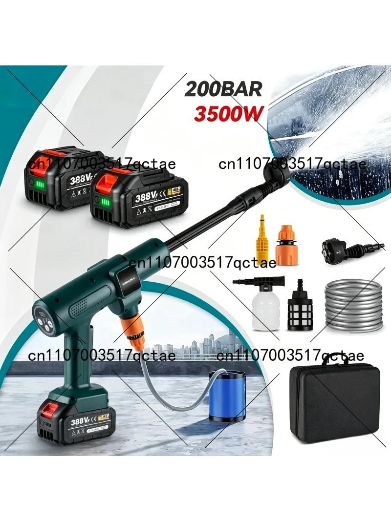 200Bar Brushless Electric High Pressure Water Washer Cleaner 3000W 6 in1 Car Garden Spray Gun For18V Battery Pin view 2