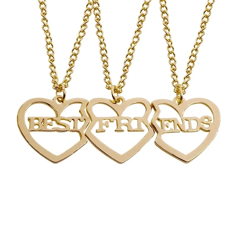 3Pcs Best Friends Forever Necklace Hollow Love Heart Friendship Pendant For Women Party Jewelry Accessories Gift 2026