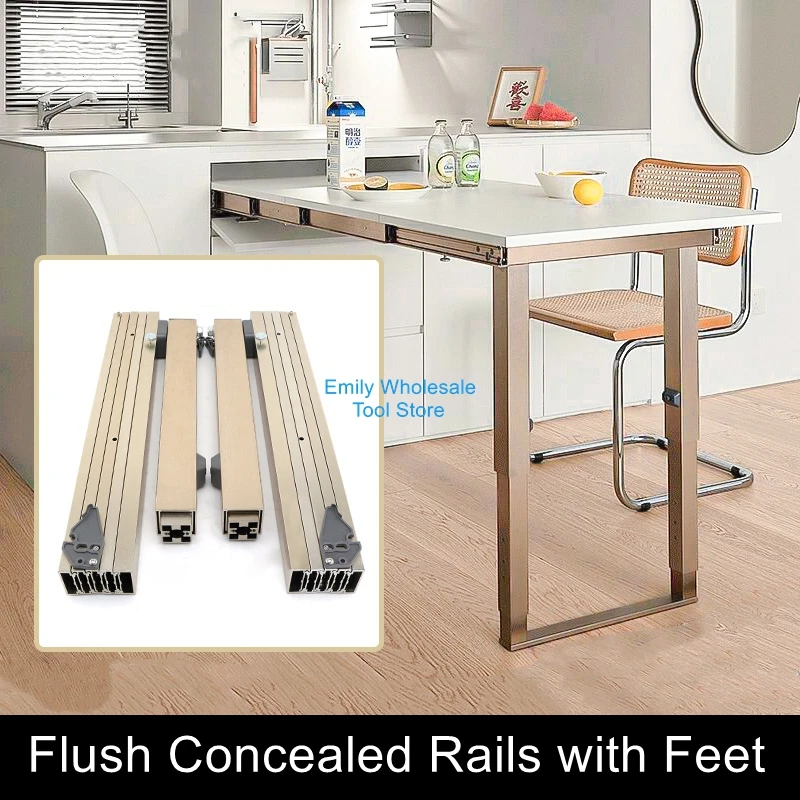 

Hidden Folding Table Rail Aluminum Cabinet Drawer Expandable Dining Table Slide Rail Push Folding Hardware Accessories