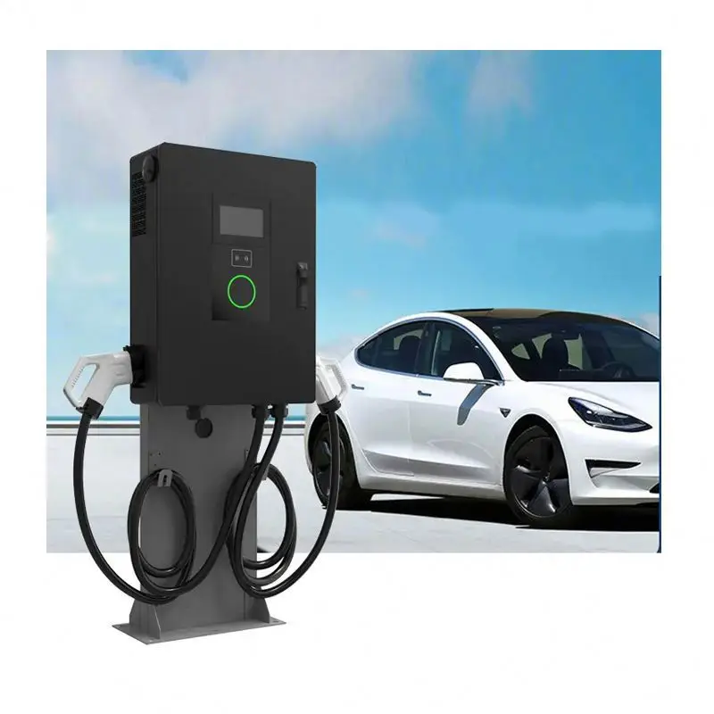 Electric vehicle EV DC Charger Charging Pile  in public  parking lot  petrol  gas station EVC-DC