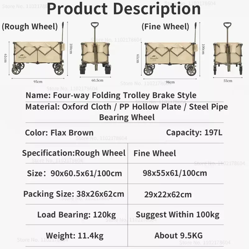 Imagem -05 - Naturehike-outdoor Folding Hand Cart Multi-purpose Wheels Trolley Acessório Piquenique Caixa de Armazenamento Camping Gear Organizador Portátil