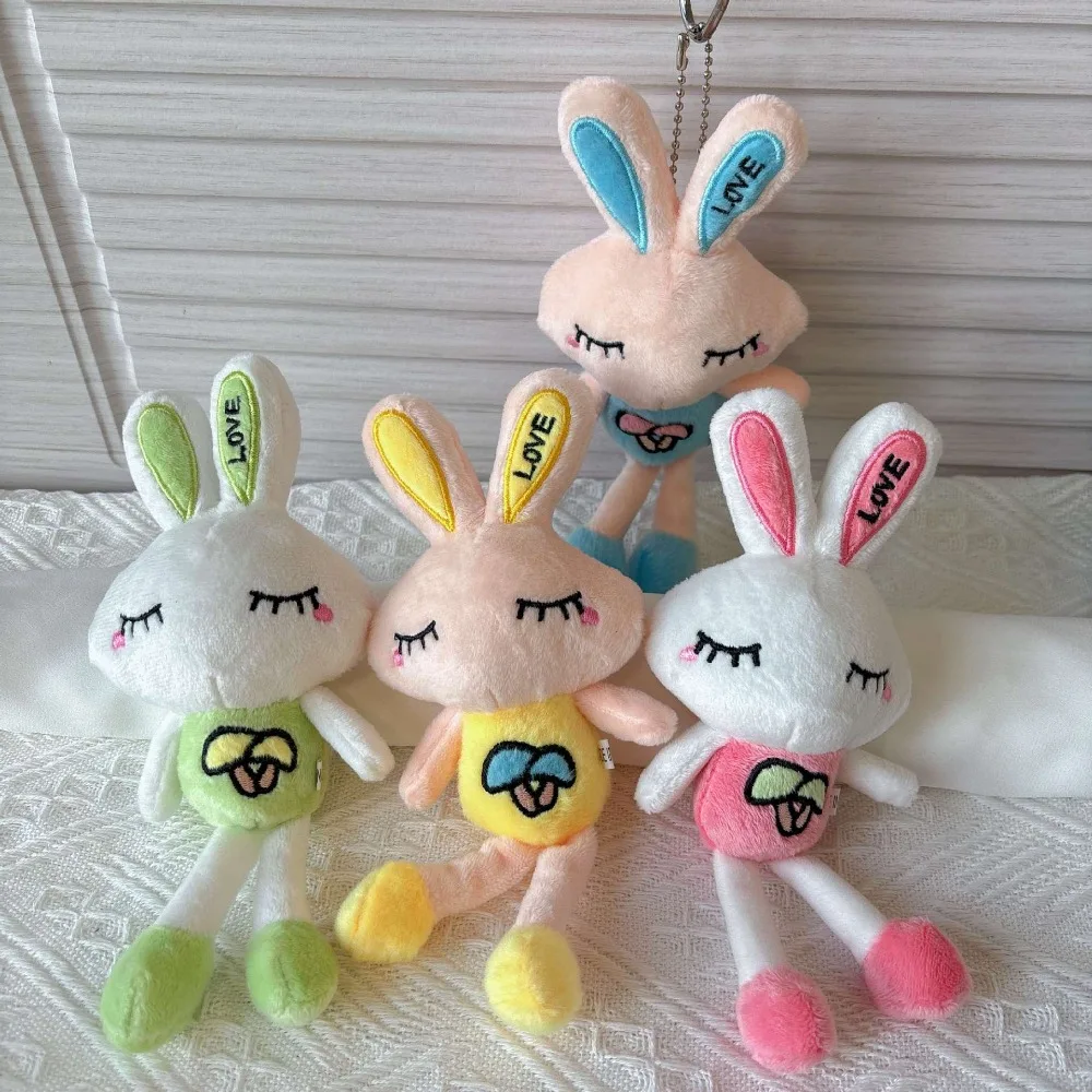 ぬいぐるみバニーキーホルダー カラフルなぬいぐるみウサギペンダント 動物人形キーリングチャーム 財布ハンドバッグバックパックウォレット用デコレーション