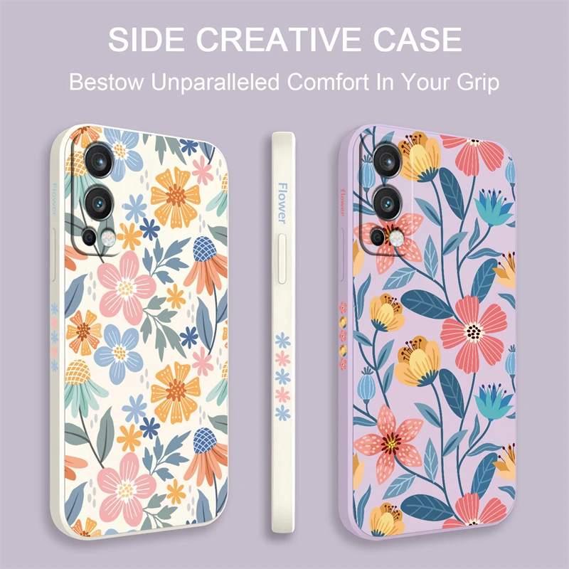 Colorful Painting Flowers Case For OnePlus 8T 9 Pro Nord 2 3 CE2 Lite Ace 2V Silicone Anti Drop Shockproof Soft Cover Coque