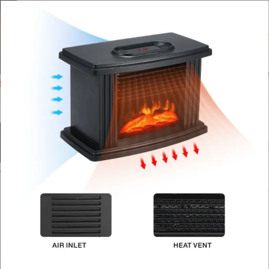 

220V 1000W electric wall furnace heater with remote control graphene flame indoor space stove portable desktop hot air fan in wi