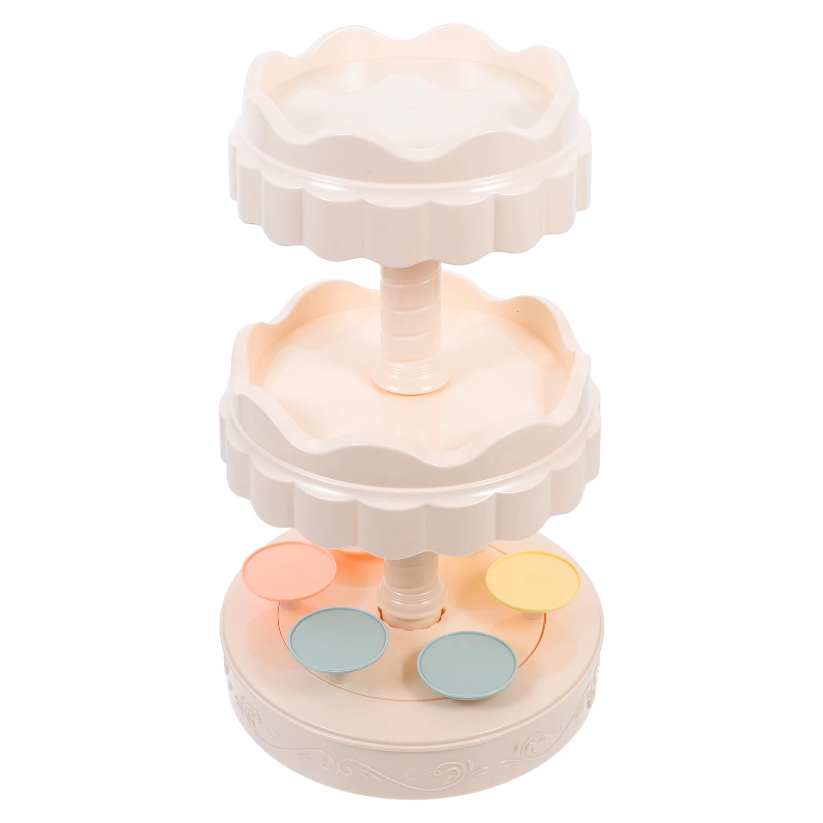 

1pcs Automatic Rotating Cake Dessert Machine Stand 1 Tier Beige Tray Design Stable Operation Sushi Display Tower