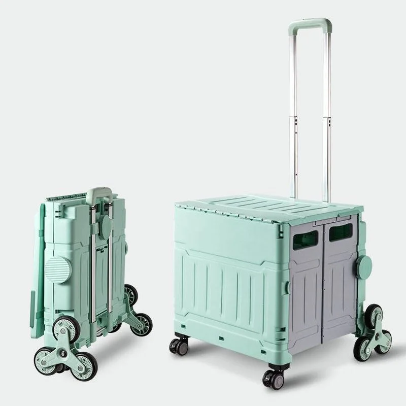 

Collapsible Shopping Trolley Camping Portable Plastic Foldable Shopping Trolley Bag with 8 Wheels