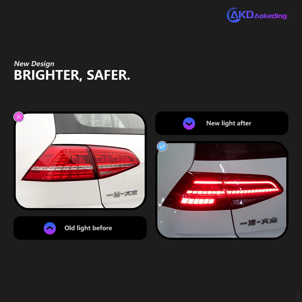 AKD Car Styling Tail Lamp for VW Golf 7 LED Tail Light 2013-2019 Golf 7.5 MK7 Rear Stop DRL Animation Brake Auto Accessories