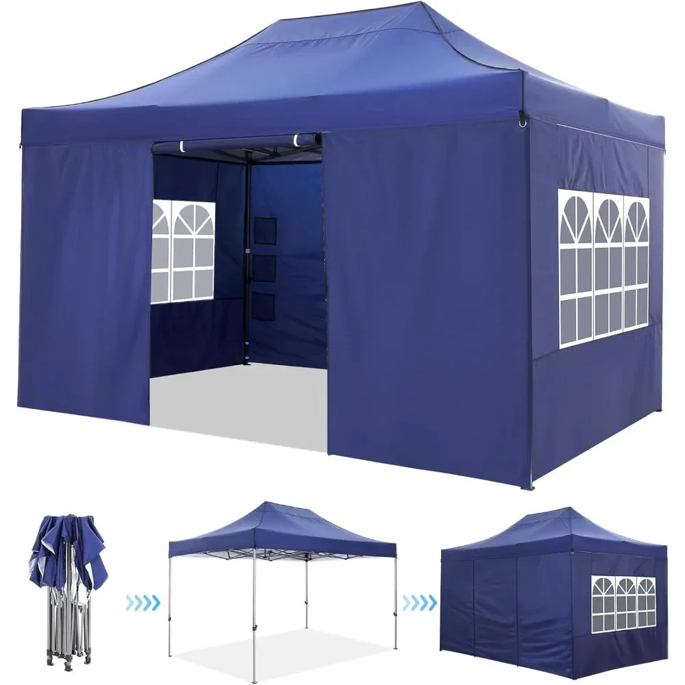 Baldachin, 10 x 15 Pop-up-Überdachung Gazebo 3.0, leicht aufziehbares, robustes Vordach mit 4 abnehmbaren Seitenwänden, hohe Stabilität, 125 l x 120 B x 180 H