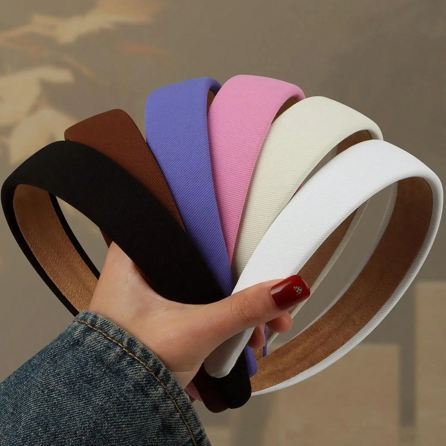 

6PCS DiyJibb 1-Inch Wide Solid Color Headbands - Non-Slip Elastic Thick Hair Accessories for Women/Girls