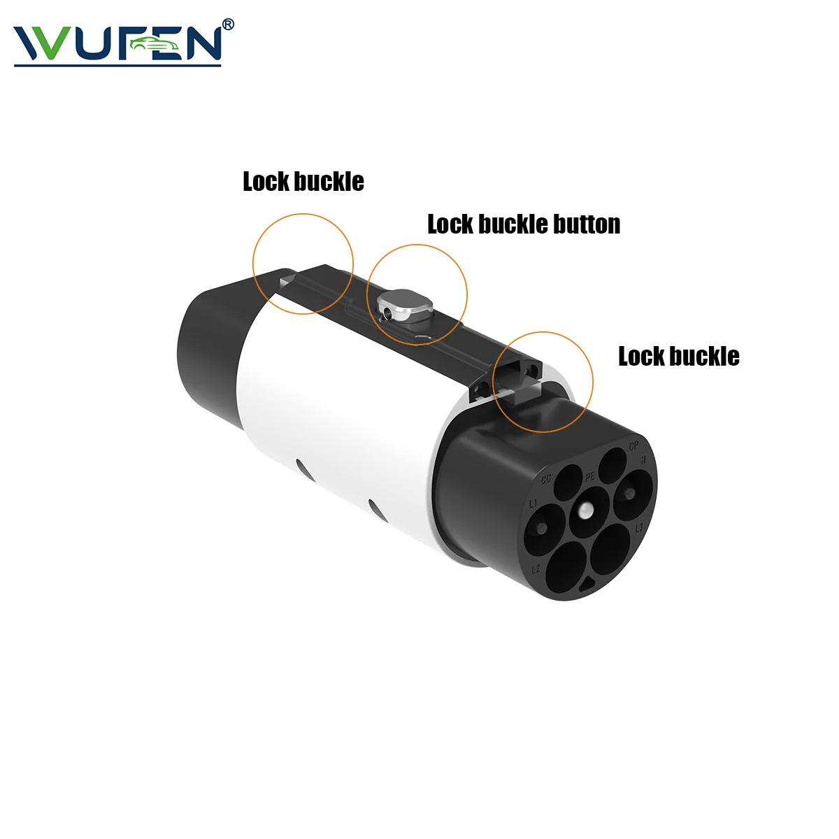 WUFEN Type2 إلى GBT مع مشبك قفل محول شحن EV 32A 7kW/22kW IEC 62196-2 إلى GB/T 20235 EV موصل محول لسيارة GBT