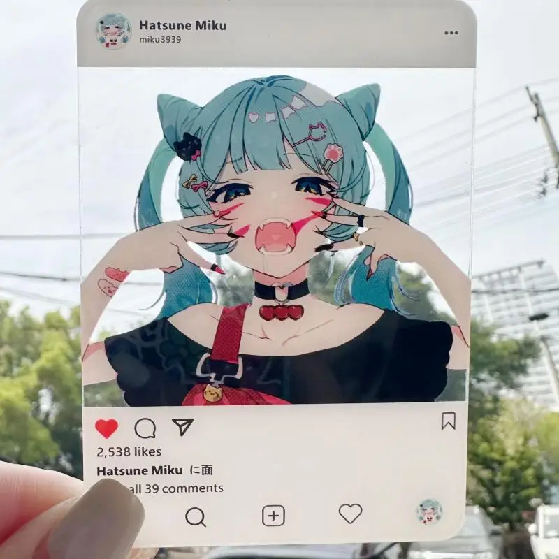 Anime Hatsune Miku Drie Inch Foto Rekwisieten Diy Cartoon Nieuwe Acryl Transparante Kaart Miku Collectie Verjaardagscadeau