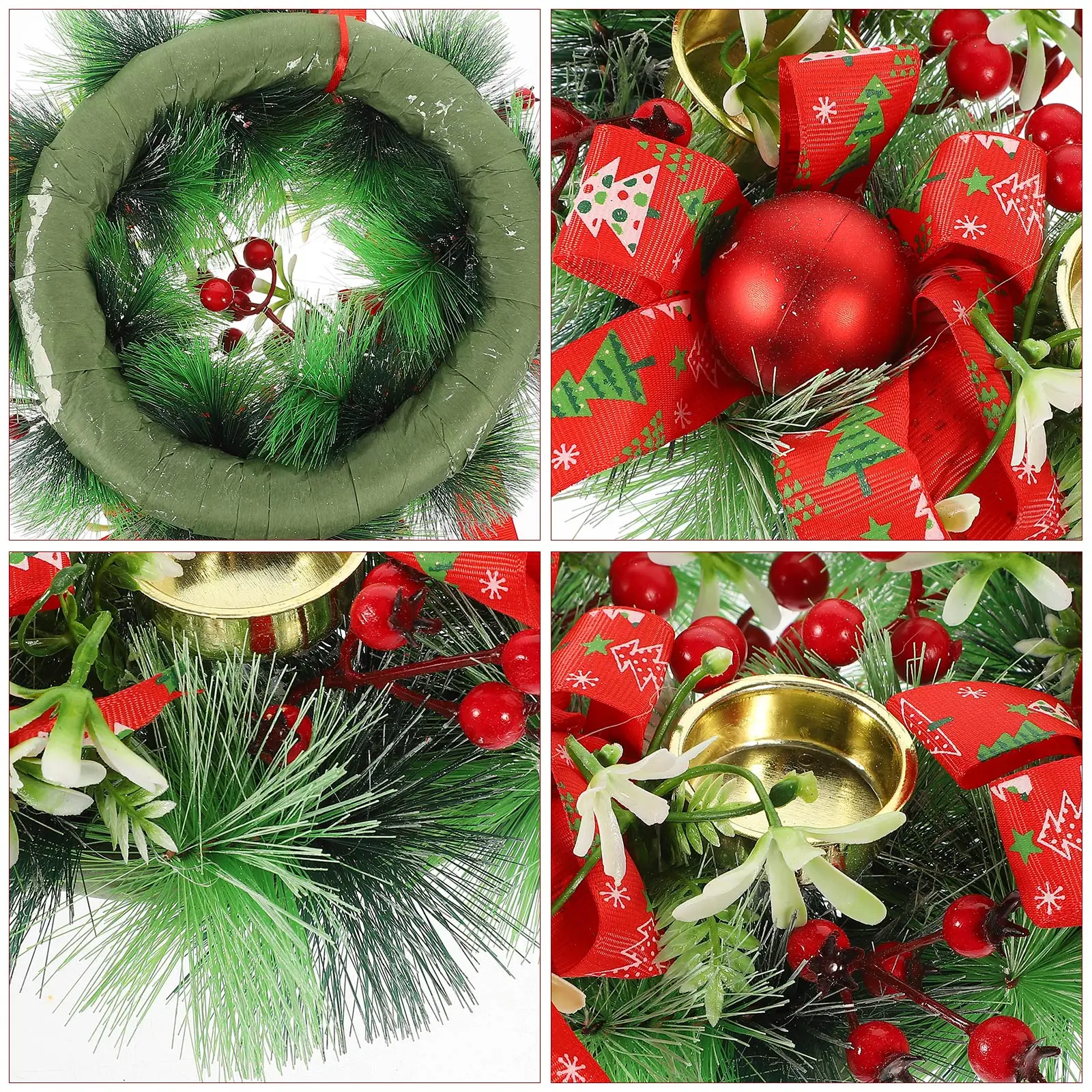

Xmas Ring Christmas Pillar Wreath Wedding Table Centerpiece Simulated Pine Needles Holiday Decorative Ornament Home Party