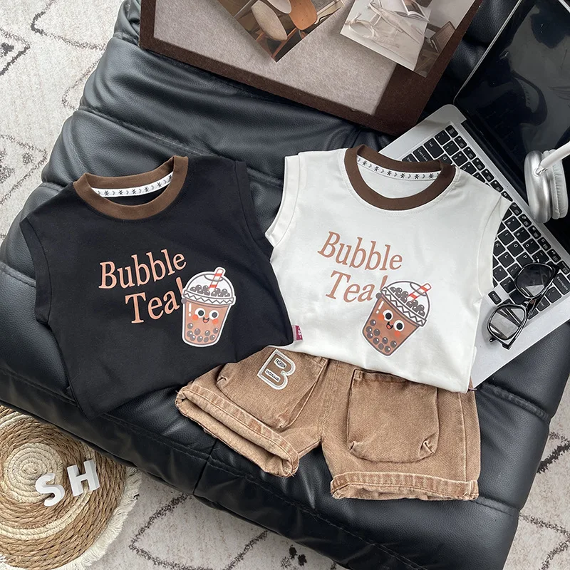 طفل رضيع الزي مجموعة 2026 ملابس الصيف الجديدة للأطفال من 9 إلى 12 شهرا رسالة قصيرة الأكمام تي شيرت والسراويل رداء غير رسمية