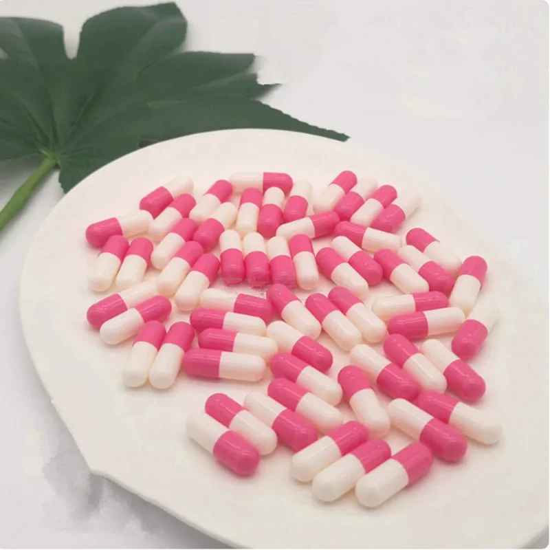 00# Capsules 1000pcs Pink+white Empty Hard Gelatin Capsules sizes 00 (Closed Capsules available )