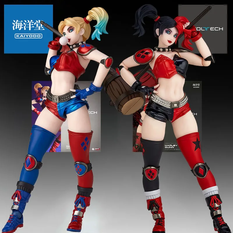 Figura de Anime Revoltech Original de KAIYODO, Harley Quinn con Nuevo Esquema de Color, Figura de Acción, Juguetes para Niños, Regalo Coleccionable