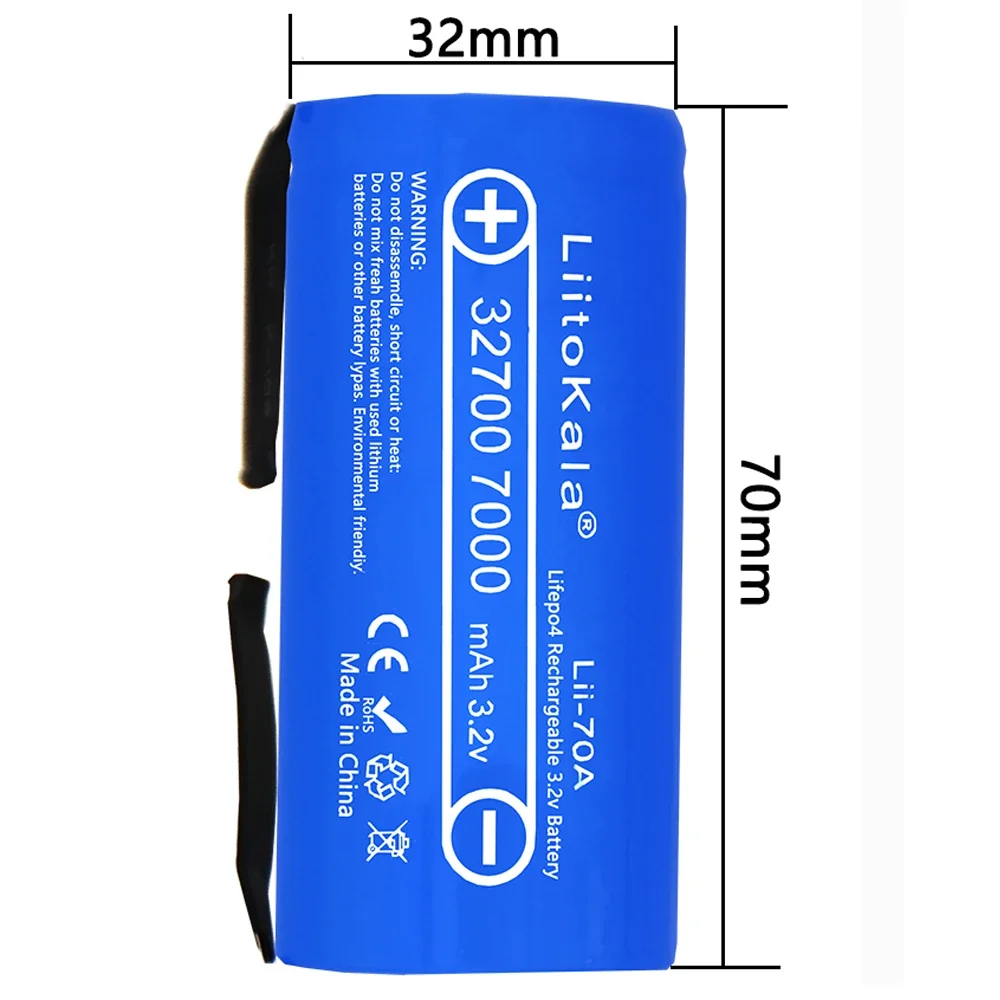 1-30buah baterai isi ulang LiitoKala 70A-N 3.2v 32700 7000mAh lifepo4 sel keluaran 5C untuk senter daya cadangan
