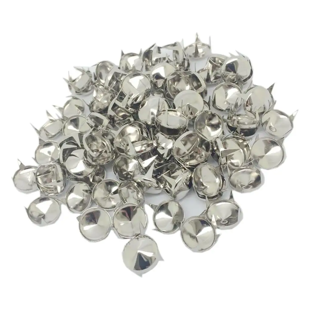 100 Pieces Silver Metal Cone Studs Rivet Spikes Spots Nailheads Leathercraft 12mm