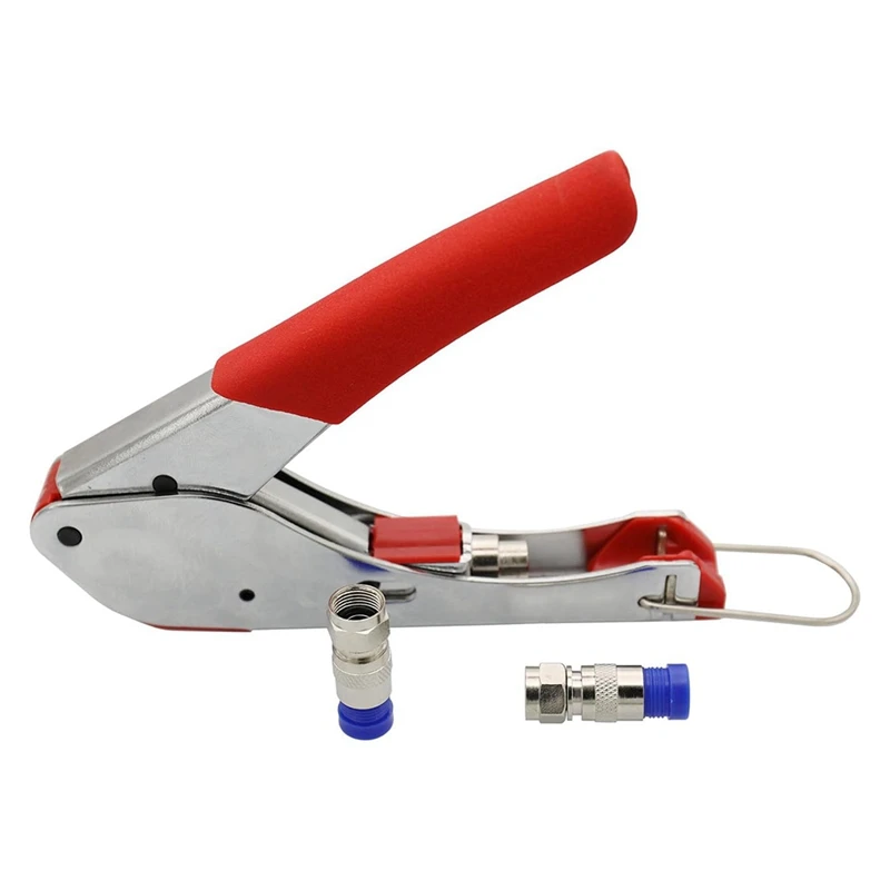 AB15-Coax كابل المكشكش وموصلات F RG6 30 قطعة F ذكر و10 قطعة أنثى إلى أنثى مع مجموعة أدوات الضغط المحوري
