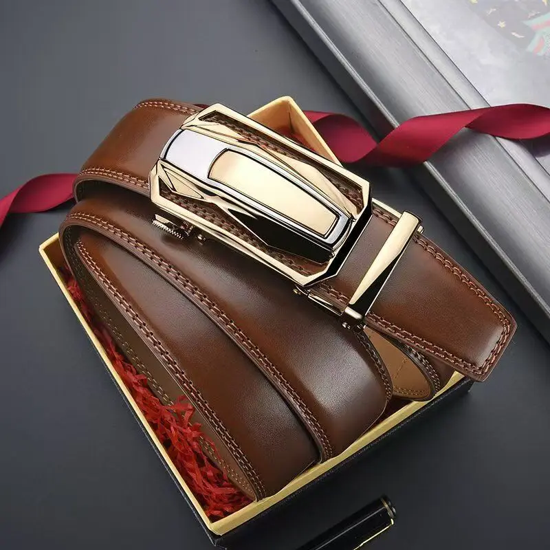 Echtes Leder, modischer Luxus-Herrengürtel, automatische Schnalle aus Legierung, Business-Gürtel für Herren, Jeans, dekorativer Gürtel für Männer – Detail 4