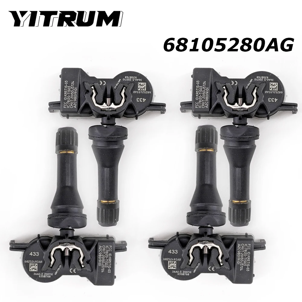 

YITRUM 68105280AG Car TPMS Sensor For Dodge Durango Chrysler Voyager Fiat 500X Jeep Compass Grand Cherokee 68313387AA 433MHz