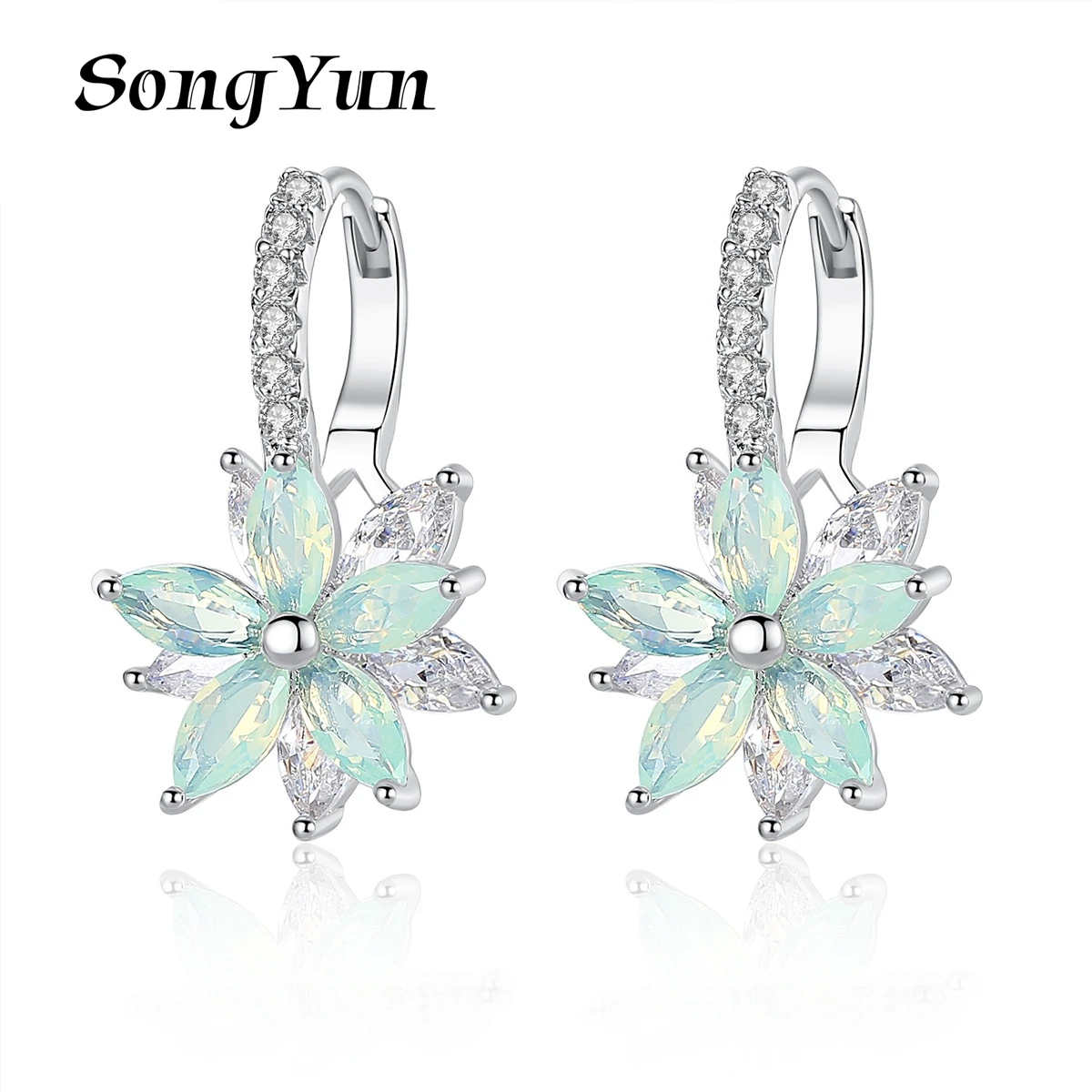 

SongYun Jewelry MHT Quality Brass Stud Earrings Dangle CZ 7A Zircon Bachelorette Gift Mother Day Gift Women Earring Jewelry