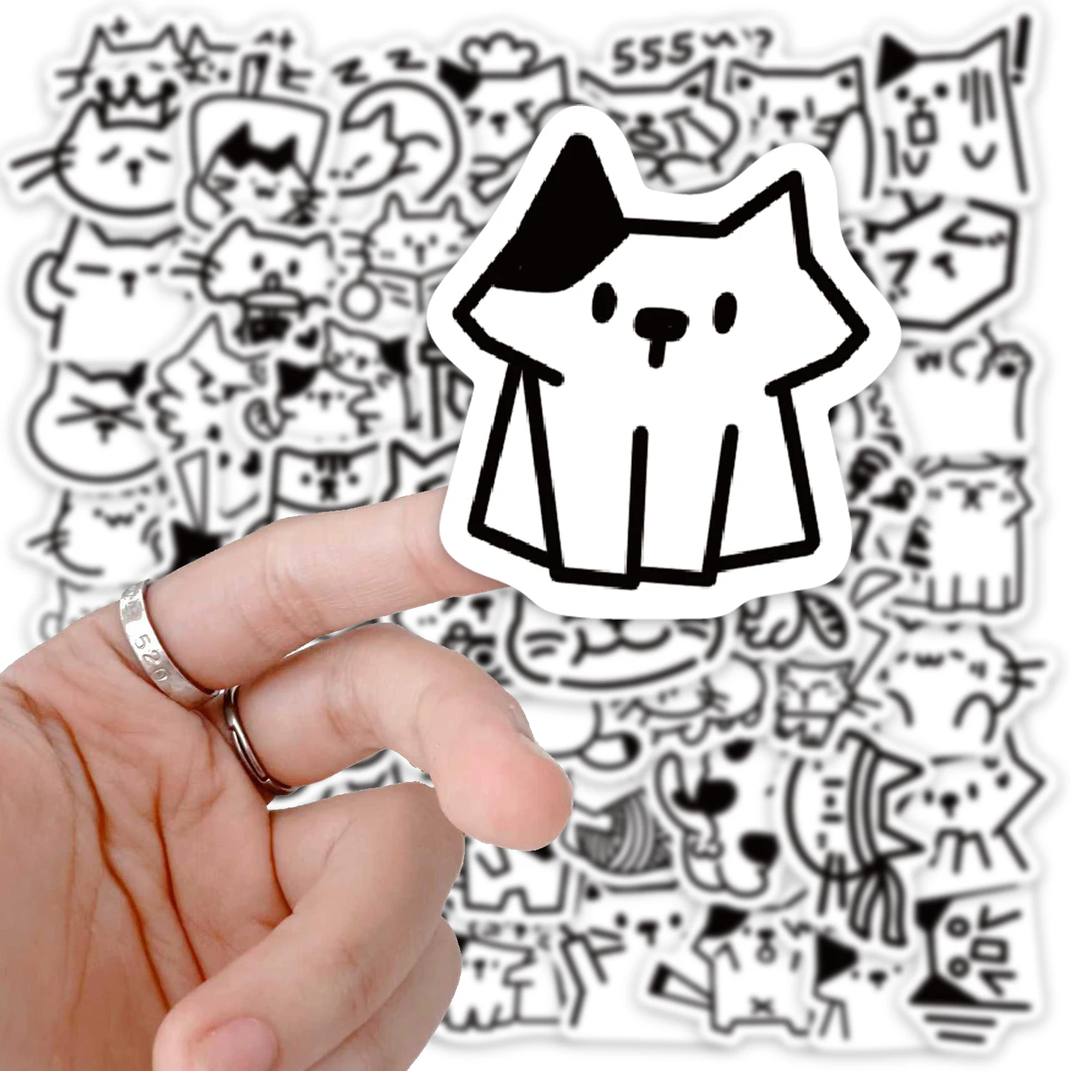 110PC Sketched Kitten Fun Stickers DIY Phone Case Laptop Water Cup Computer Toy Stickers