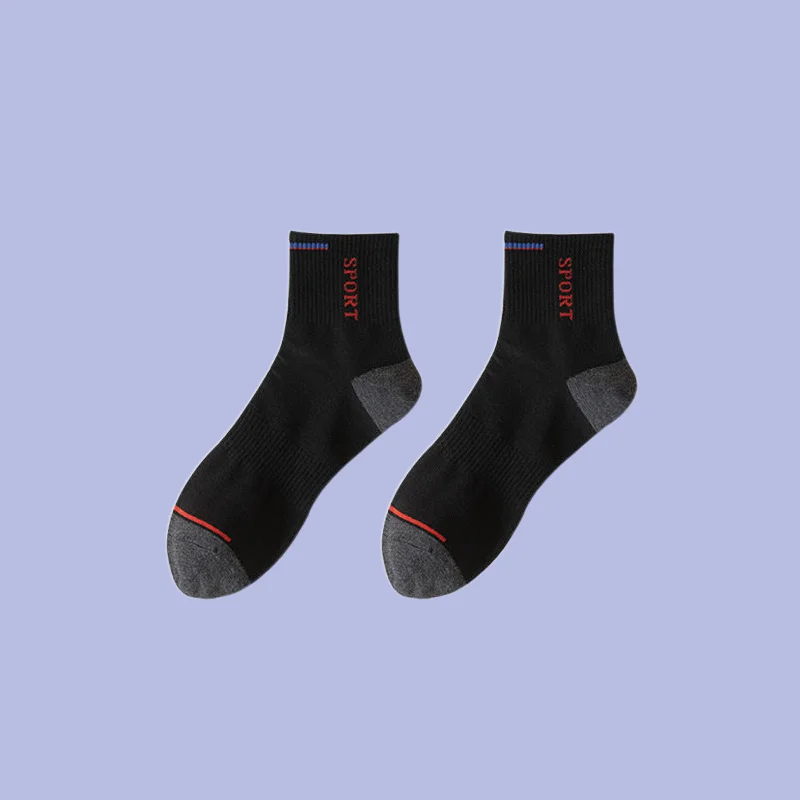 5/10 Pairs 2024 New Mid-tube Socks Sweat-absorbent Breathable Student Four Seasons Sports Socks Men's Solid Color Socks