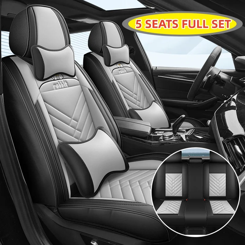 (Luxury Edition) Five Seats in the Car, Equipped with 2 Headrests and 2 Lumbar Supports, Luxurious Pu Leather Full-Cover Car Seat Covers, Universal Fit, with a Delicate Texture, Wear-Resistant and Not Easily Wrinkled or Deformed, Comfortable and Breathable, Suitable for All Seasons, Ergonomic Design, Three-Dimensional Side Support, Paired with Luxurious and Comfortable Headrests and Lumbar Supports, Enhance Your Driving Experience, Available in Five Colors, Suitable for Sedans, Suvs, Pickup Trucks and Other Various Vehicle Types