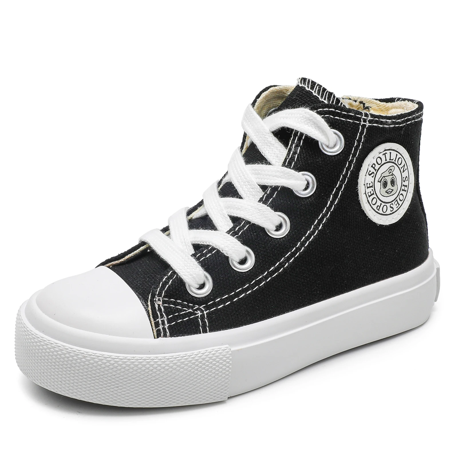 

OPOEE/Детская детская эспадриканальная обувь с высоким берцем на молнии для мальчиков и девочек, сезонная маленькая белая обувь для подростков, классические детские кроссовки