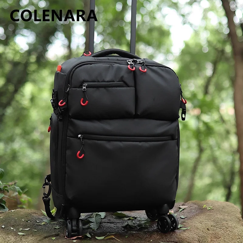 

COLENARA Handheld Travel Suitcase Oxford Cloth Boarding Box 18 Inches Small Trolley Bag Men's Universal Wheel Rolling Luggage