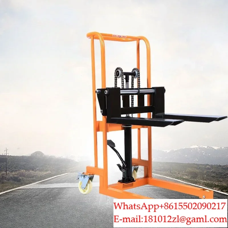 Small forklift manual stacker micro hydraulic lifter truck portable household lift truck loading and unloading forklift