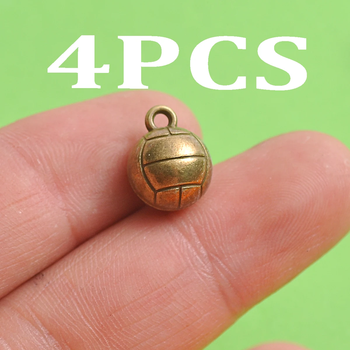 4-Piece Set of 3D Mini Ball Charms, Vintage Two-Tone Football and Volleyball Pendants, Suitable for DIY Bracelets, Necklaces, and Earrings, Sports-Style Handmade Beaded Decoration Accessories